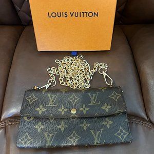 Louis Vuitton Monogram wallet -with crossbody chain